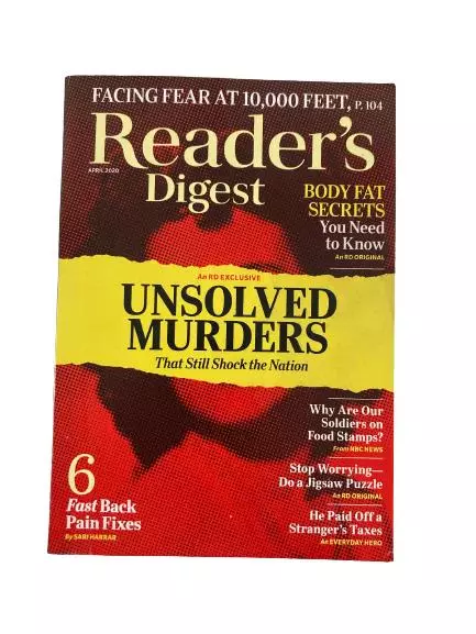 Reader's Digest April 2020 Magazine Unsolved Murders That Shock Nation