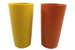 Lot of 2 Vintage Tupperware Tumblers - Yellow & Orange Plastic Cups