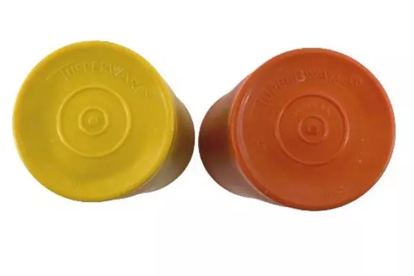 Lot of 2 Vintage Tupperware Tumblers - Yellow & Orange Plastic Cups