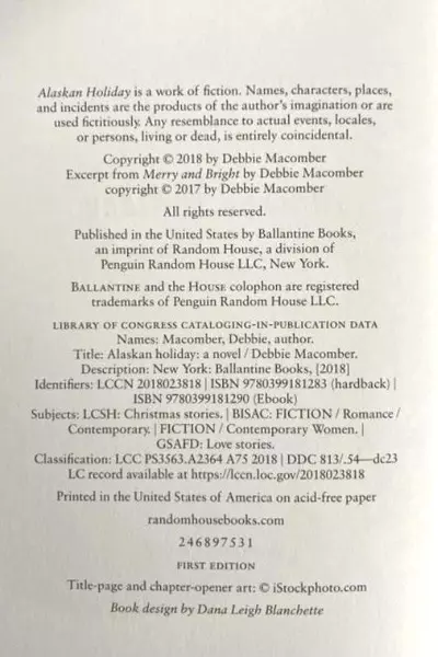 Alaskan Holiday by Debbie Macomber Hardcover Book - Good Condition, 2018 Edition