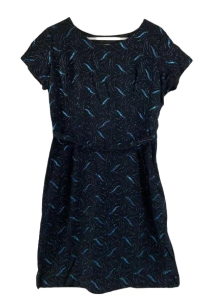 1970s Carol Brent Women's Vintage Evening Dress Sz 12 Black Blue Geometric