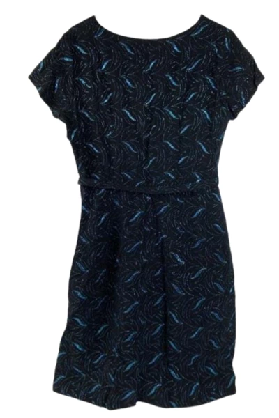 1970s Carol Brent Women's Vintage Evening Dress Sz 12 Black Blue Geometric