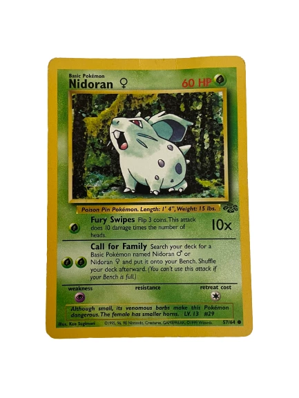 Vintage 1998 Pokemon Nidoran Female 57/64 Trading Card Good Condition