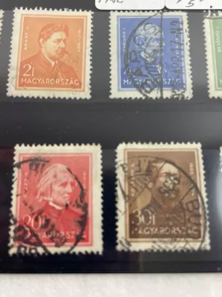 Lot of 10 Used 1930 Hungary Postage Stamps - Famous Hungarians, Fine Hinged