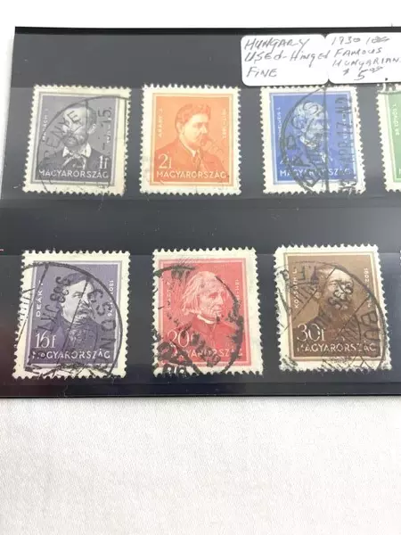 Lot of 10 Used 1930 Hungary Postage Stamps - Famous Hungarians, Fine Hinged