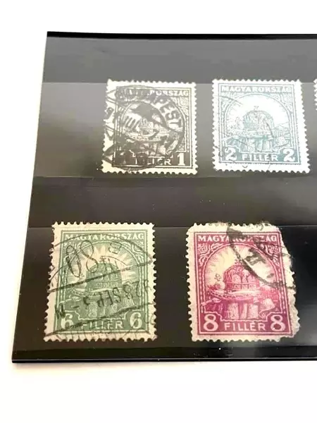 Lot of 8 Used Hungary Stamps 1926-1930 Hinged Crown of Sr. Stephen