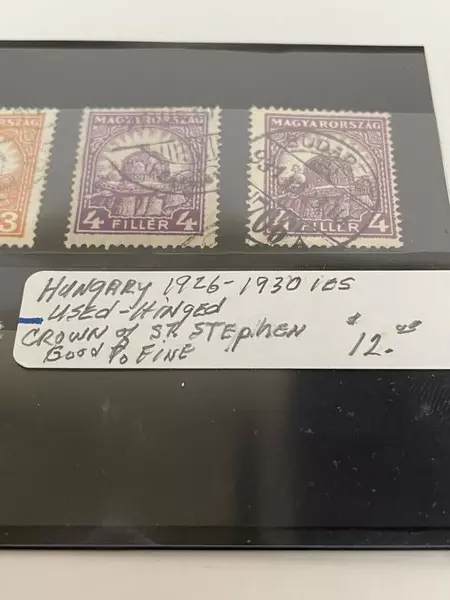 Lot of 8 Used Hungary Stamps 1926-1930 Hinged Crown of Sr. Stephen
