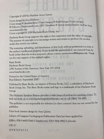 2019 Double Crossed by Matthew Avery Sutton Hardcover Book - Good Condition