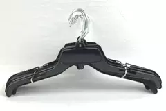 Lot of 10 Durable Black Plastic Retail Hangers with Movable Wire Hooks