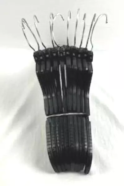 Lot of 10 Durable Black Plastic Retail Hangers with Movable Wire Hooks