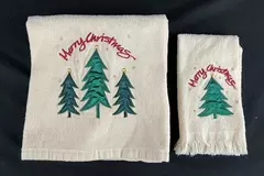Lot of 2 Vintage Cecil Saydah Christmas Towels Embroidered Decor