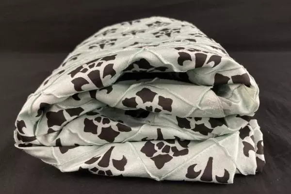 Mint Green Black Fleur De Lis Fabric 110"x53" - Craft Material, Good Condition