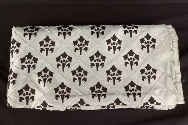 Mint Green Black Fleur De Lis Fabric 110"x53" - Craft Material, Good Condition