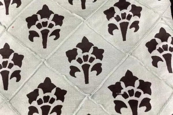 Mint Green Black Fleur De Lis Fabric 110"x53" - Craft Material, Good Condition