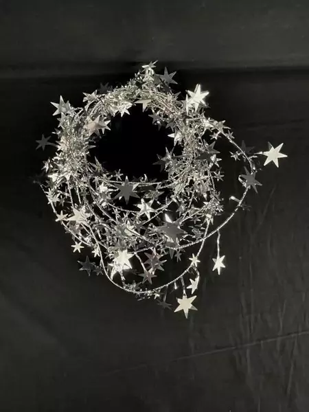 Lot of 4 Star Tinsel Garlands Red  Silver Holiday Decorations 12ft 6ft 3ft