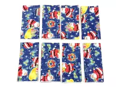 Lot of 8 Christmas Cloth Napkins Blue Santa Gifts Holiday Decor 18"x17"