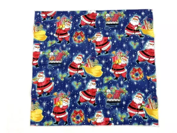 Lot of 8 Christmas Cloth Napkins Blue Santa Gifts Holiday Decor 18"x17"