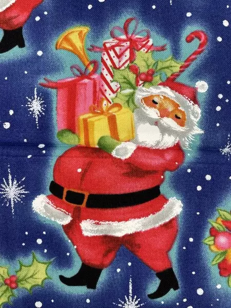 Lot of 8 Christmas Cloth Napkins Blue Santa Gifts Holiday Decor 18"x17"