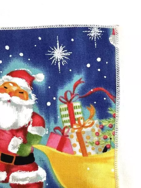 Lot of 8 Christmas Cloth Napkins Blue Santa Gifts Holiday Decor 18"x17"