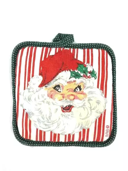 Vintage Santa Claus Pot Holder Oven Mitts Lot of 2 Christmas Decor