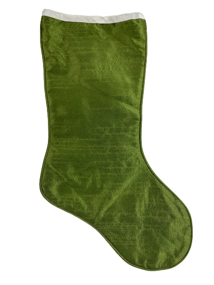 Hallmark Green Sateen Christmas Stocking with Glitter Snowflakes 17.25"