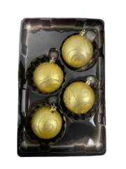 Lot of 4 Gold Glitter Swirl Christmas Bulb Ornaments Holiday Decor