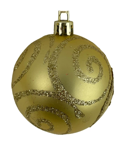Lot of 4 Gold Glitter Swirl Christmas Bulb Ornaments Holiday Decor