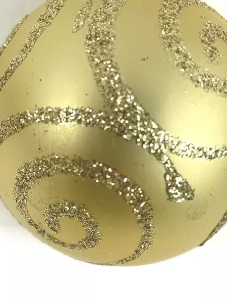 Lot of 4 Gold Glitter Swirl Christmas Bulb Ornaments Holiday Decor