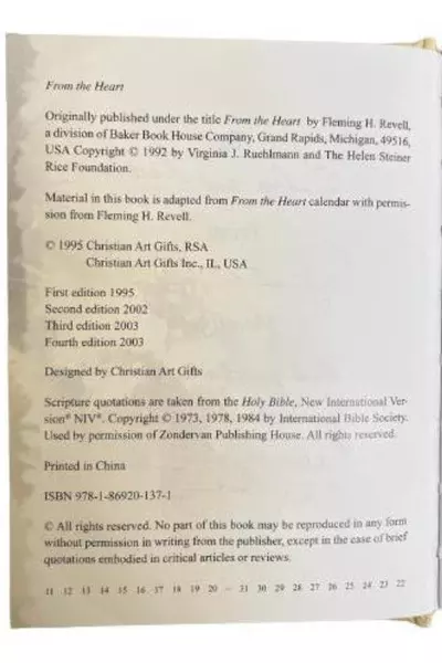 From The Heart One-Minute Devotions by Helen Steiner Rice 2003 HC Good