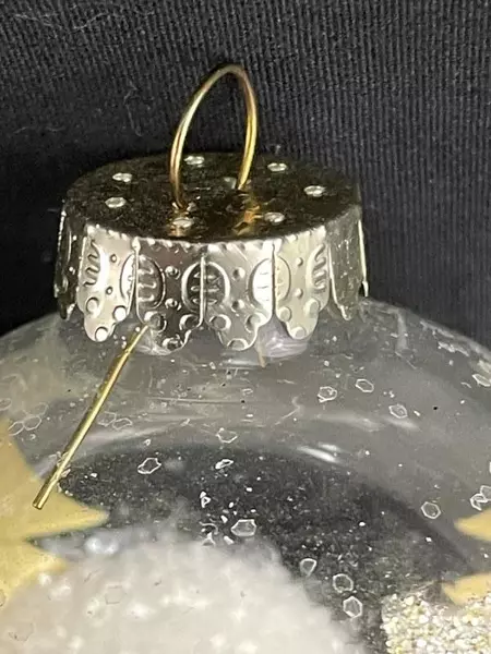 Lot of 3 Clear Gold Snow-Filled Christmas Bulb Ornaments for Tree Decor