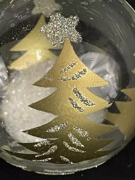 Lot of 3 Clear Gold Snow-Filled Christmas Bulb Ornaments for Tree Decor