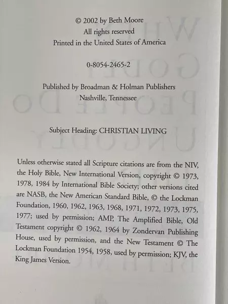 "When Godly People Do Ungodly Things" by Beth Moore 2002 Hardcover Book