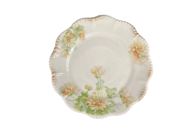 Vintage 1930s Steinmann Porcelain Salad Plate 8" Yellow Flowers Silesia