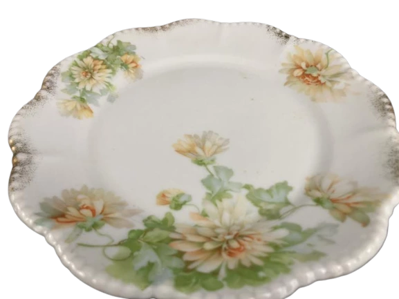 Vintage 1930s Steinmann Porcelain Salad Plate 8" Yellow Flowers Silesia