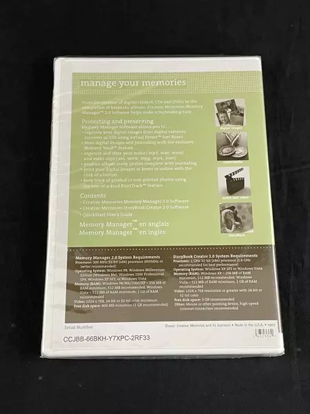 Creative Memories Memory Manager 2.0 Software Disc NEW Sealed 2007 Scrapbook