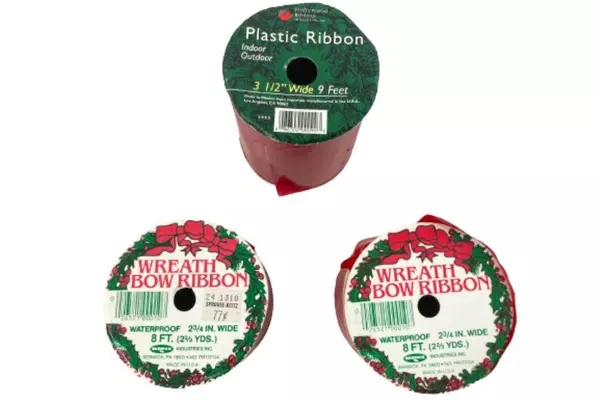 Vintage Weatherproof Christmas Ribbon Lot - Red Velvet & Plastic Rolls