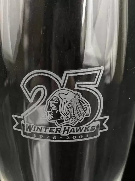 Portland Winterhawks 25th Anniversary Champagne Flute - Good Condition