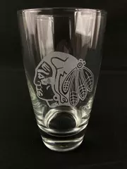 Portland Winterhawks Etched Beer Glass 6" Tall Hockey Souvenir Cup