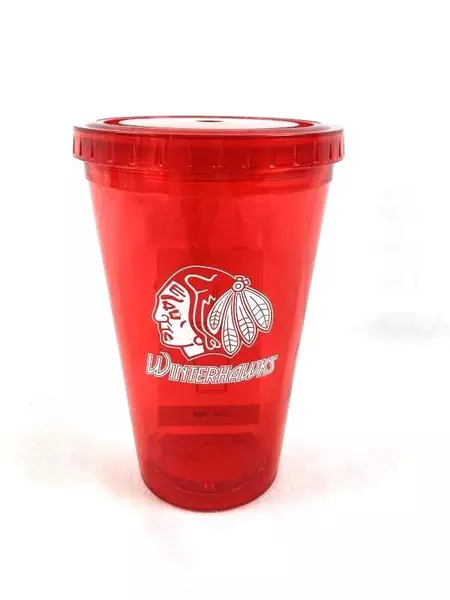Portland Winterhawks 16oz Plastic Tumbler Cup with Toyota Lid No Straw