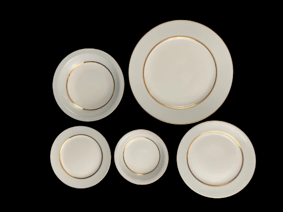 Grace China Graymont 5-Pc Dinnerware Set White & Gold Japan - Good Condition