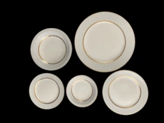 Grace China Graymont 5-Pc Dinnerware Set White & Gold Japan - Good Condition