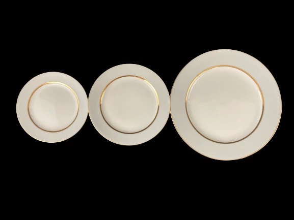 Grace China Graymont 5-Pc Dinnerware Set White & Gold Japan - Good Condition