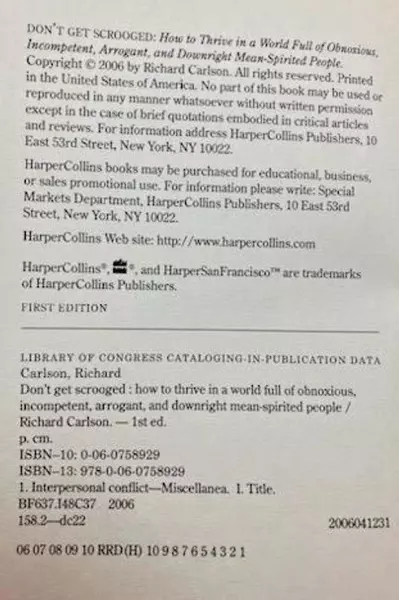 Don't Get Scrooged by Richard Carlson Hardcover Book 2006 HarperCollins