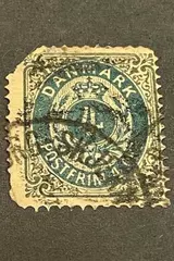1895 Denmark Hinged Postage Stamp Rare Collectible - Corner Missing