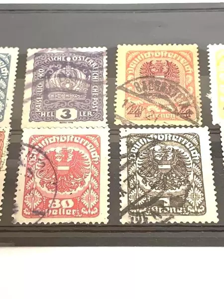 Lot of 9 Used Austria Stamps 1916-1920 Coat of Arms Fine Mint Hinged
