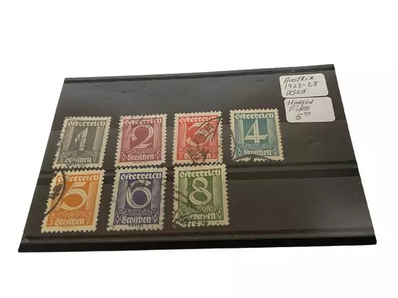 Lot of 7 Used Austria Stamps 1923-1928 Hinged Fine Condition