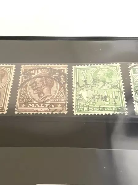 Lot of 6 Used Malta Stamps 1914-1928 King George V Hinged Collection