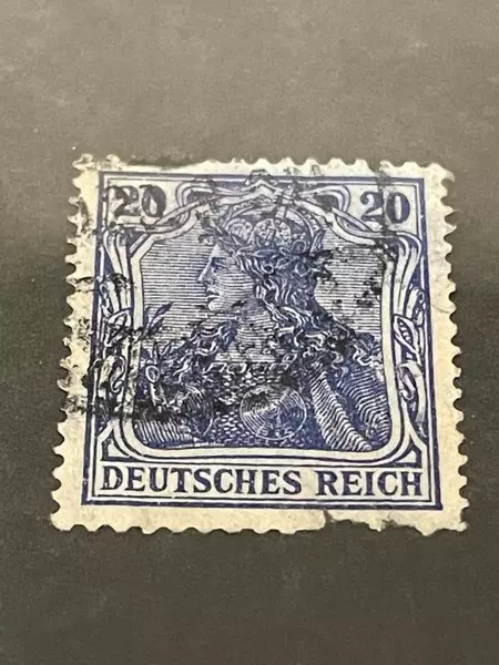 1917 Germany Military Administration Stamp Used Blue & White Collectible