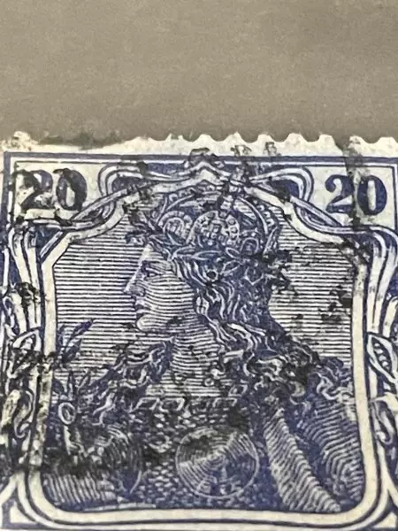 1917 Germany Military Administration Stamp Used Blue & White Collectible