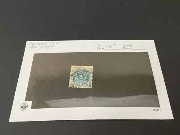 1895 Denmark Used Hinged Postage Stamp Blue White Fleur-de-Lis Collectible